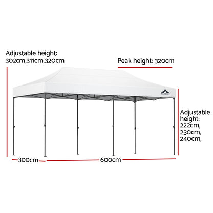 Instahut Gazebo Pop Up Marquee 3x6m Folding Tent Wedding Outdoor Camping Canopy Gazebos Shade White