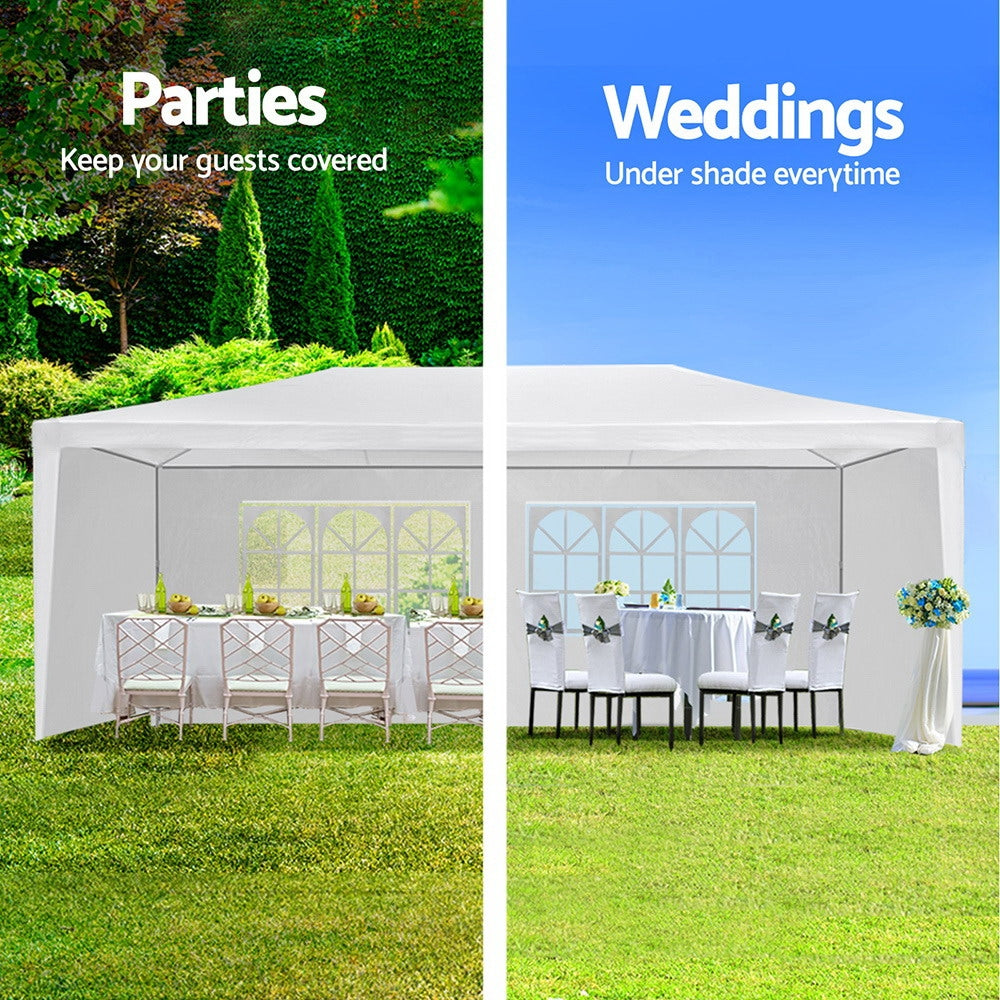 Instahut Gazebo 3x6m Marquee Wedding Party Tent Outdoor Camping Side Wall Canopy 6 Panel White