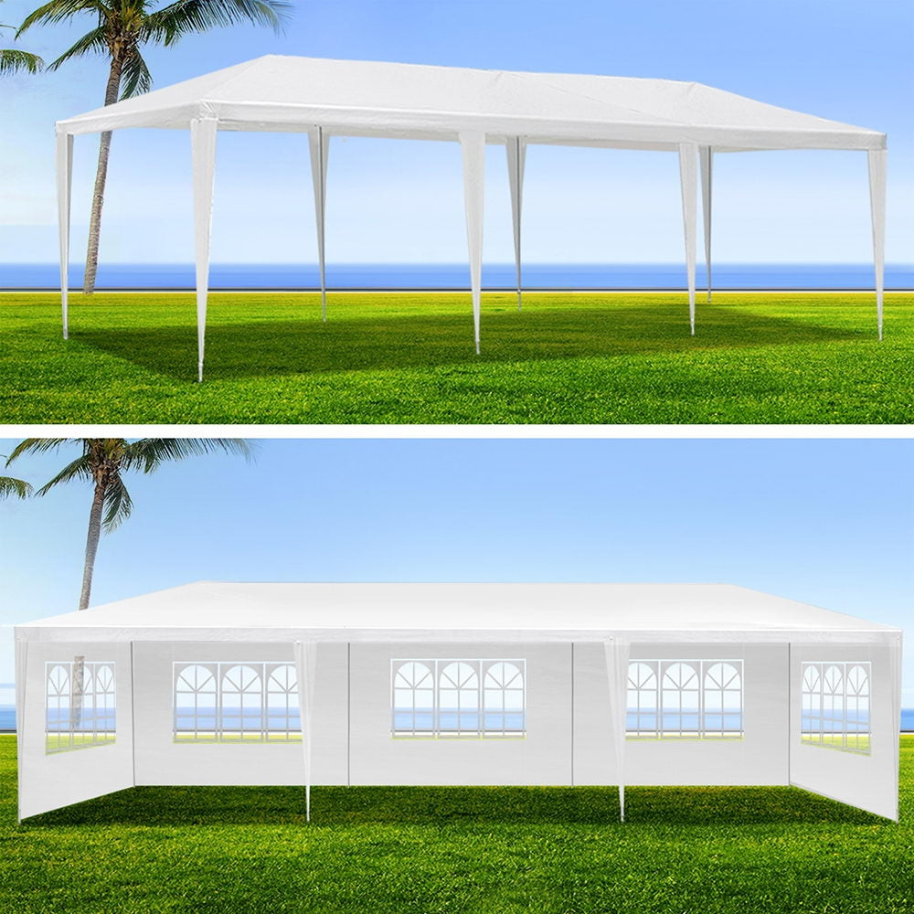 Instahut Gazebo 3x9m Marquee Wedding Party Tent Outdoor Camping Side Wall Canopy 5 Panel White