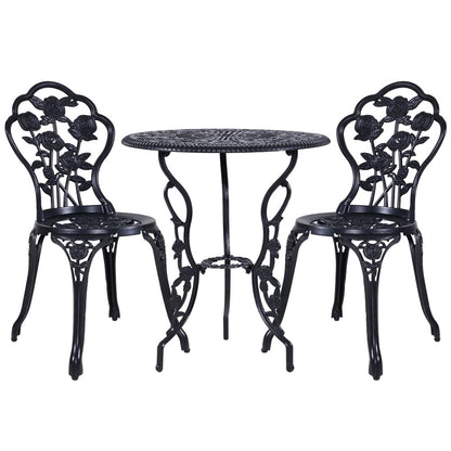 Gardeon 3PC Outdoor Setting Bistro Set Chairs Table Cast Aluminum Rose Black