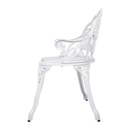 Gardeon Outdoor Garden Bench Seat 100cm Cast Aluminium Outdoor Patio Chair Vintage White