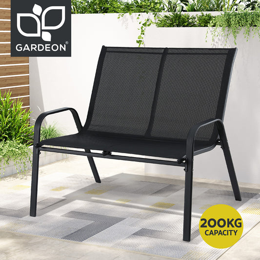 Gardeon Garden Bench Seat Steel Outdoor Patio Park Lounge Backyard Chair Black