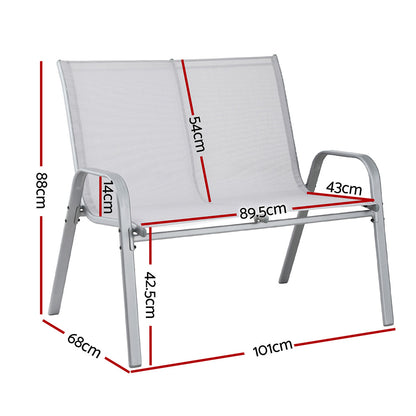 Gardeon Garden Bench Seat Steel Outdoor Patio Park Lounge Backyard Chair Grey