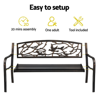 Gardeon Outdoor Bench Seat Garden Steel Outdoor Furniture 3 Seater Park Bronze