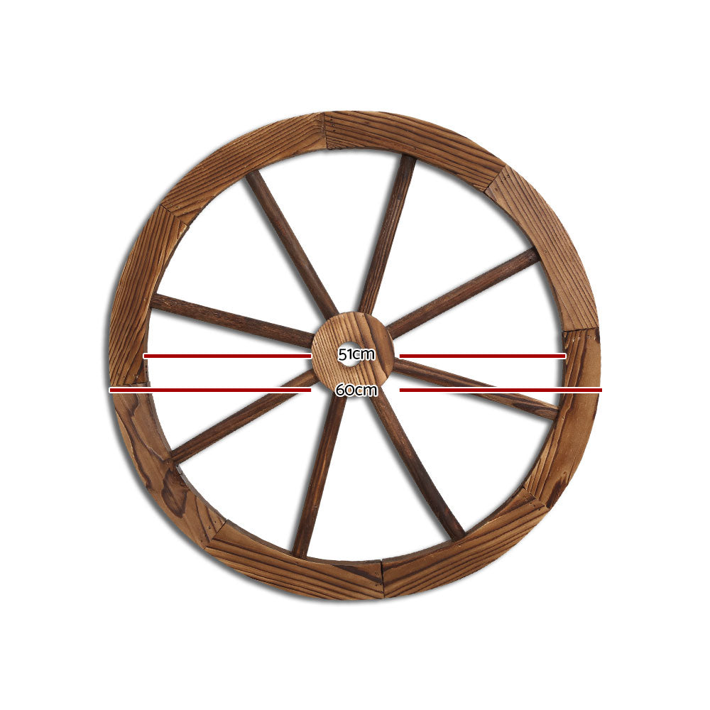 Gardeon Garden Decor Outdoor Ornament Wooden Wagon Wheel