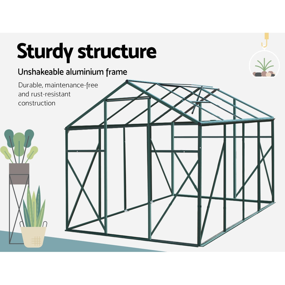 Greenfingers Greenhouse 2.52x1.9x1.83M Aluminium Polycarbonate Green House Garden Shed