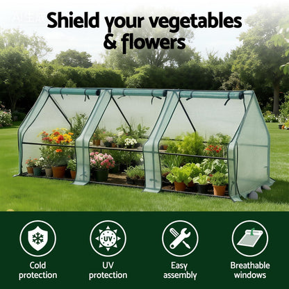 Green Fingers Mini Greenhouse 240x90x90cm Steel Frame PE Cover Outdoor Shelter