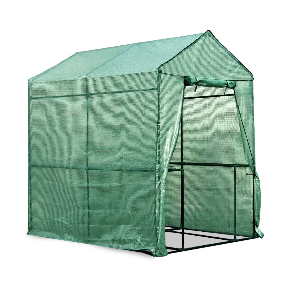 Greenfingers Greenhouse 1.2x1.9x1.9M Walk in Green House Tunnel Plant Garden Shed 4 Shelves