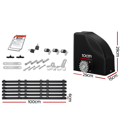 Lockmaster Automatic Sliding Gate Opener Kit 40W Full Solar Electric 6M 600KG