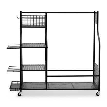 Everfit Golf Bag Storage Golf Storage Garage Organizer with Wheels Black