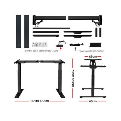 Artiss Standing Desk Frame Only Dual Motor Motorised Black