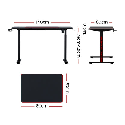 Artiss Standing Desk Motorised Gaming Desks Black 140CM