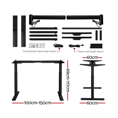 Artiss Standing Desk Motorised Electric Dual Motor White Oak 120CM