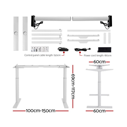 Artiss Standing Desk Motorised Electric Dual Motor 140CM White Oak