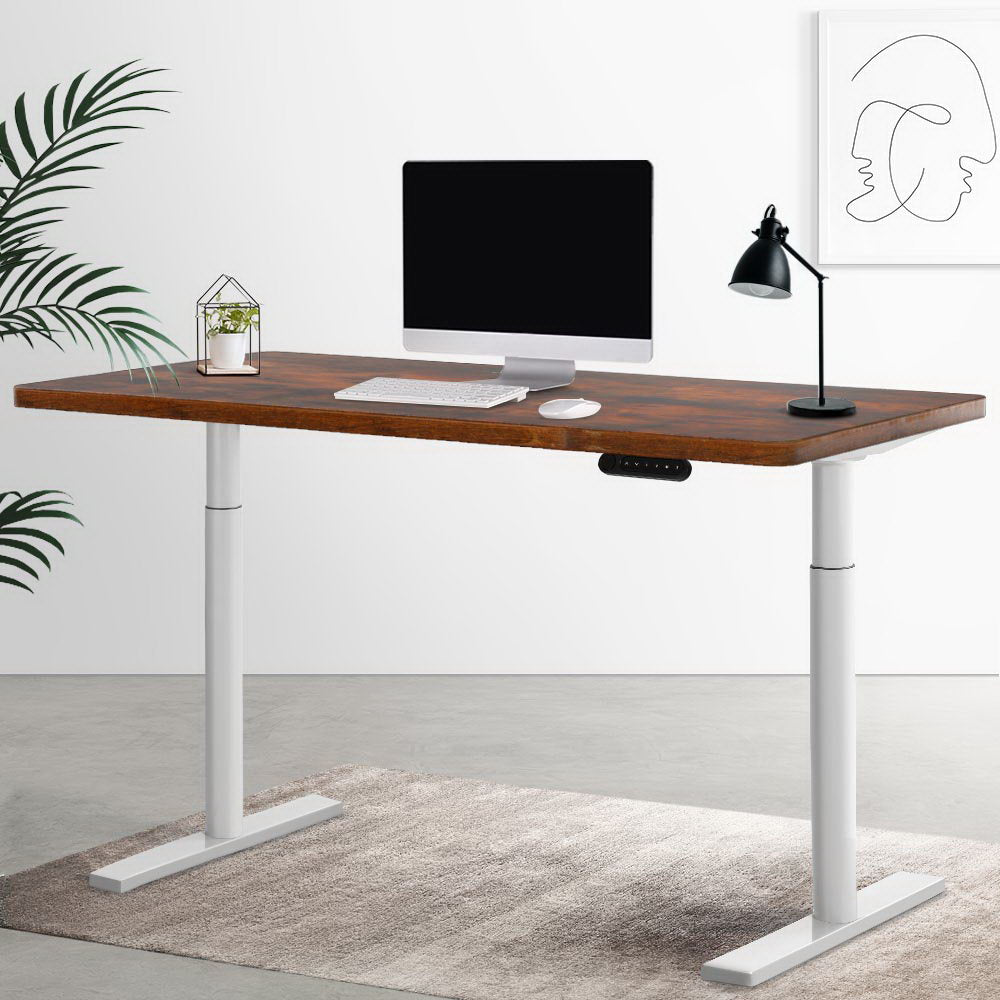 Artiss Standing Desk Motorised Electric Dual Motor 140CM Rustic Brown