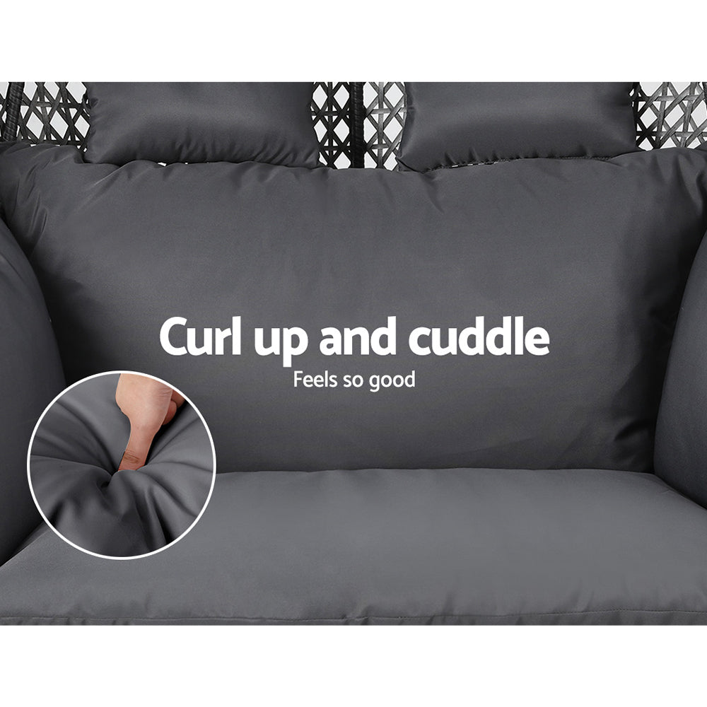 Gardeon Outdoor Swing Chair Hanging Rattan Patio Furniture Pod Stand Cushion 2 Seater