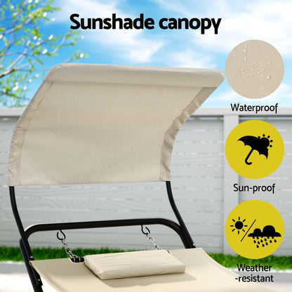 Gardeon Hammock Bed w/ Stand Sun Lounge Chair Beige