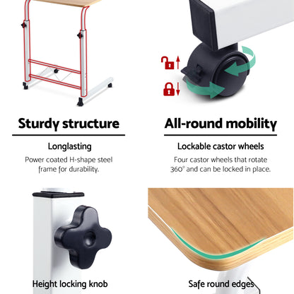 Artiss Laptop Desk Table Adjustable 60CM Light Wood