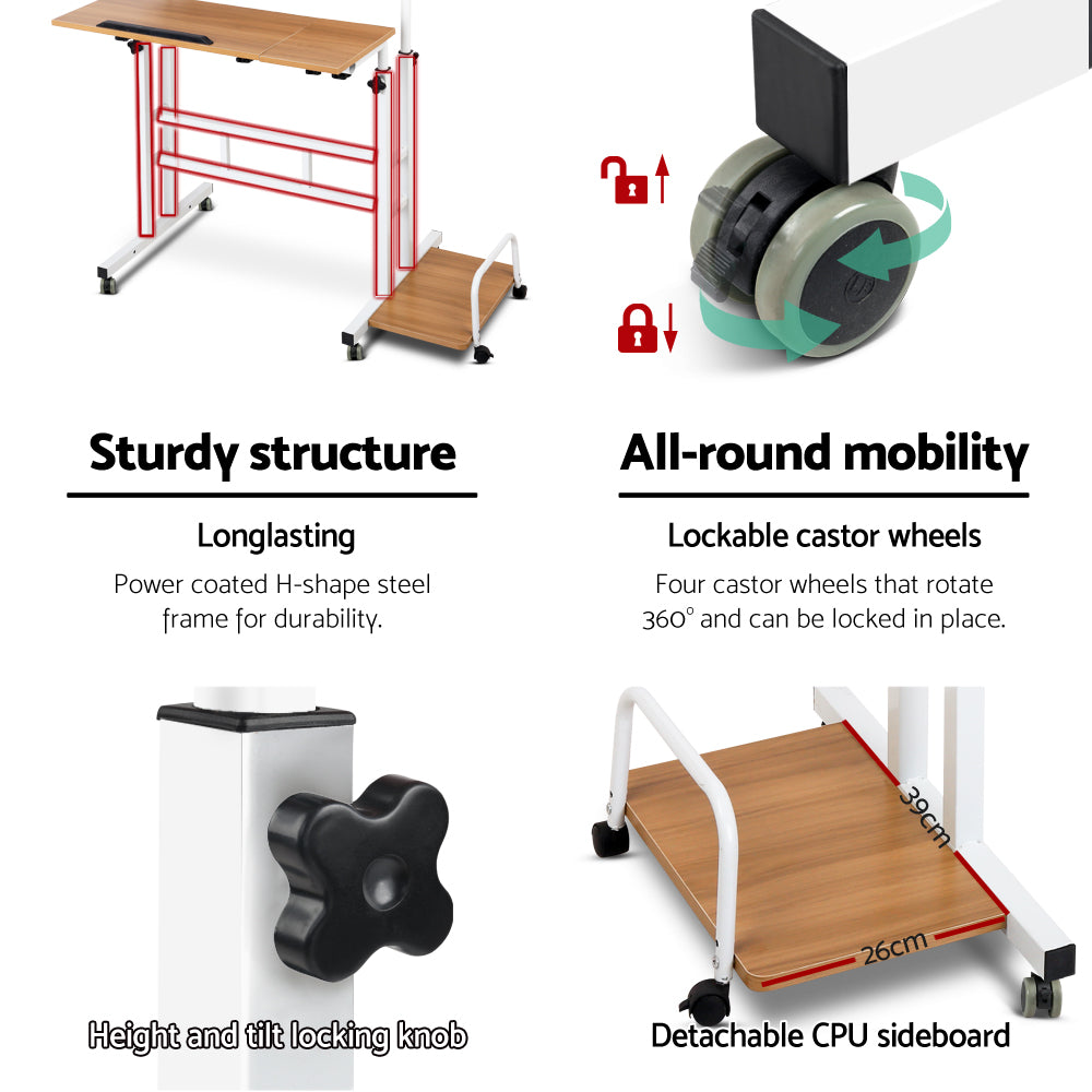 Artiss Laptop Desk Table Adjustable Light Wood 80CM