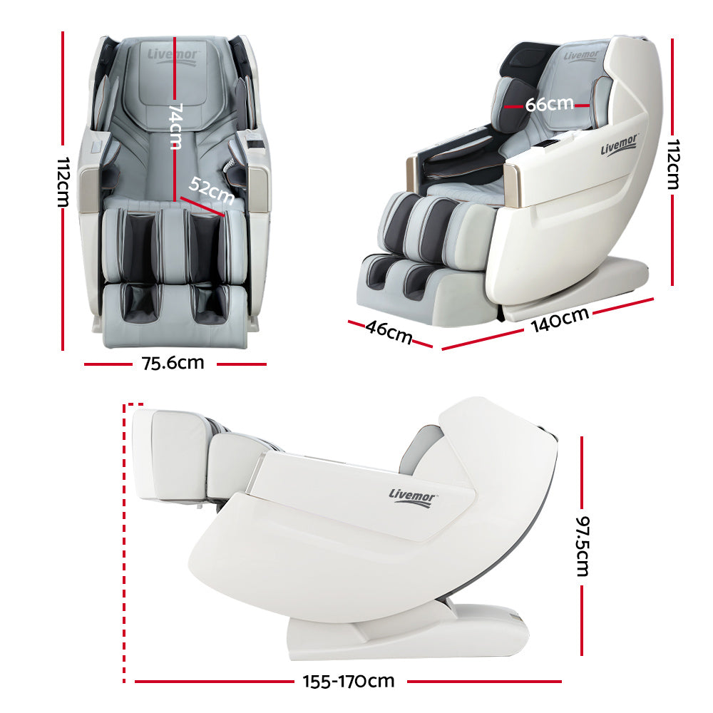 Livemor Massage Chair Electric Recliner Massager White Varitas