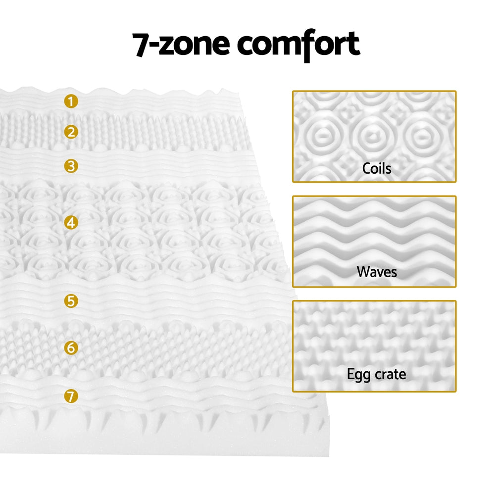 Giselle Bedding Memory Foam Mattress Topper 7-Zone Airflow Pad 8cm Double White