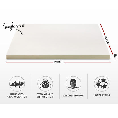 Giselle Bedding Memory Foam Mattress Topper 8cm Single