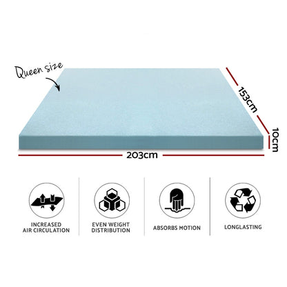 Giselle Bedding Memory Foam Mattress Topper Cool Gel 10cm Queen