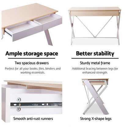 Artiss Computer Desk Drawer Oak 100CM