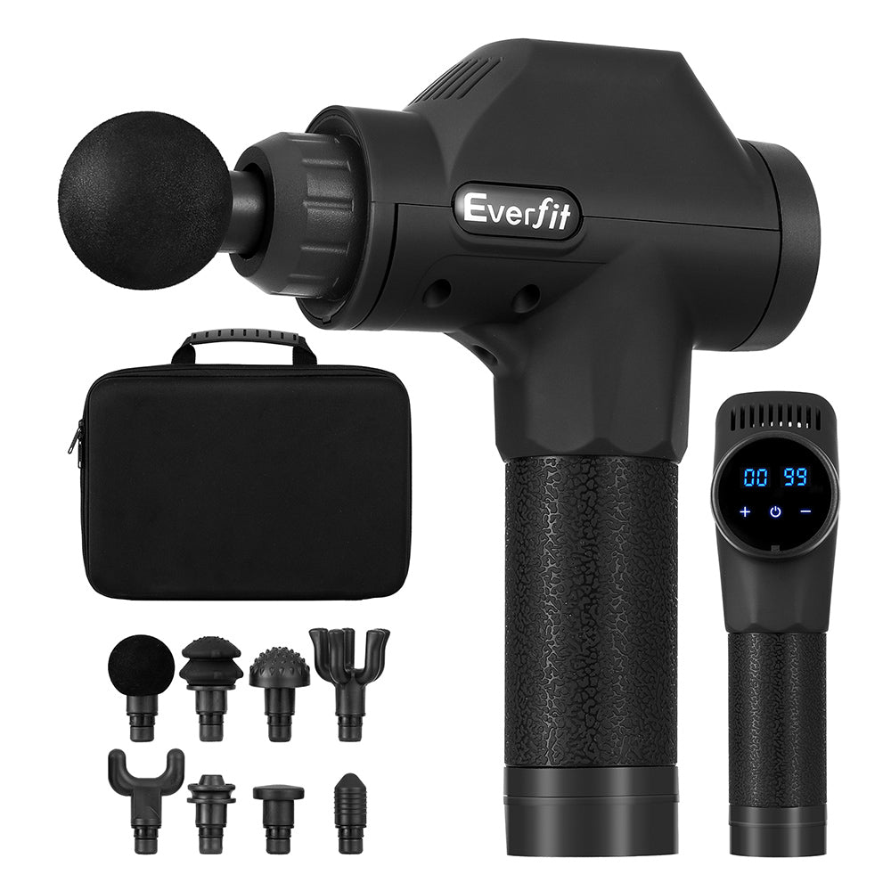 Everfit Massage Gun 30 Speed 8 Heads Chargeable Black