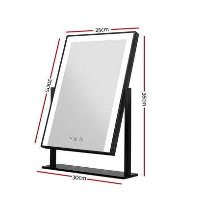 Embellir Makeup Mirror 25x30cm with Led light Lighted Standing Mirrors Black