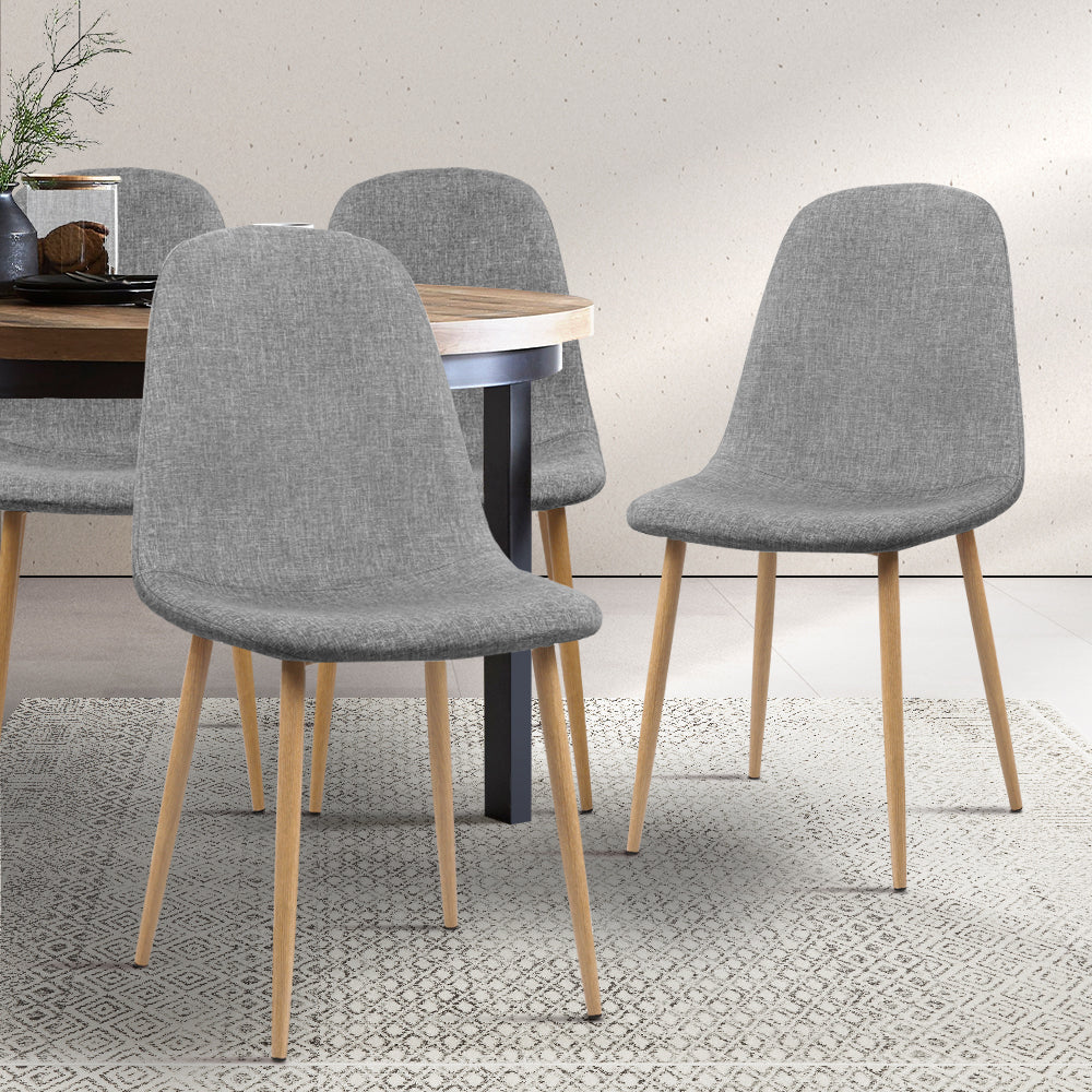 Artiss Dining Chairs Grey Fabric Set of 4 Nova