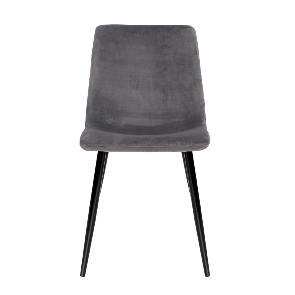 Artiss Dining Chairs Set of 4 Velvet Horizontal Slope Grey