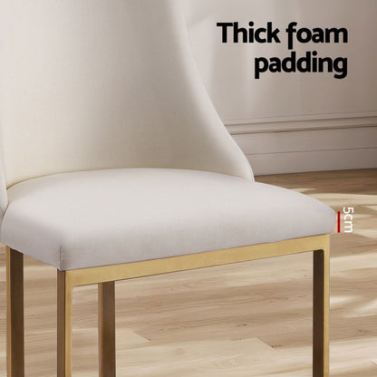 Artiss Dining Chairs Set of 4 Linen Fabric Frame Beige