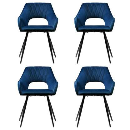 Artiss Dining Chairs Set of 4 Velvet Hollow Armchair Blue