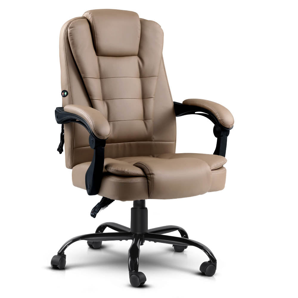 Artiss 2 Point Massage Office Chair PU Leather Espresso