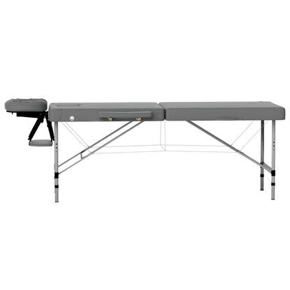 Zenses Massage Table 55cm Portable 2 Fold Aluminium Beauty Bed Grey