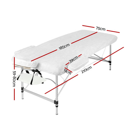 Zenses Massage Table 75cm Portable 3 Fold Aluminium Beauty Bed White