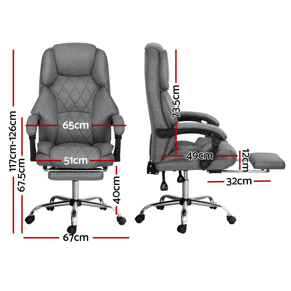 Artiss Executive Office Chair Fabric Footrest Grey