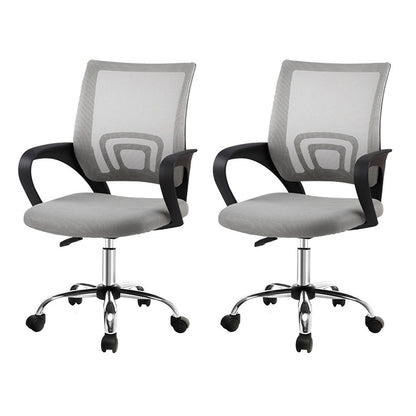 Artiss 2x Mesh Office Chair Mid Back Grey