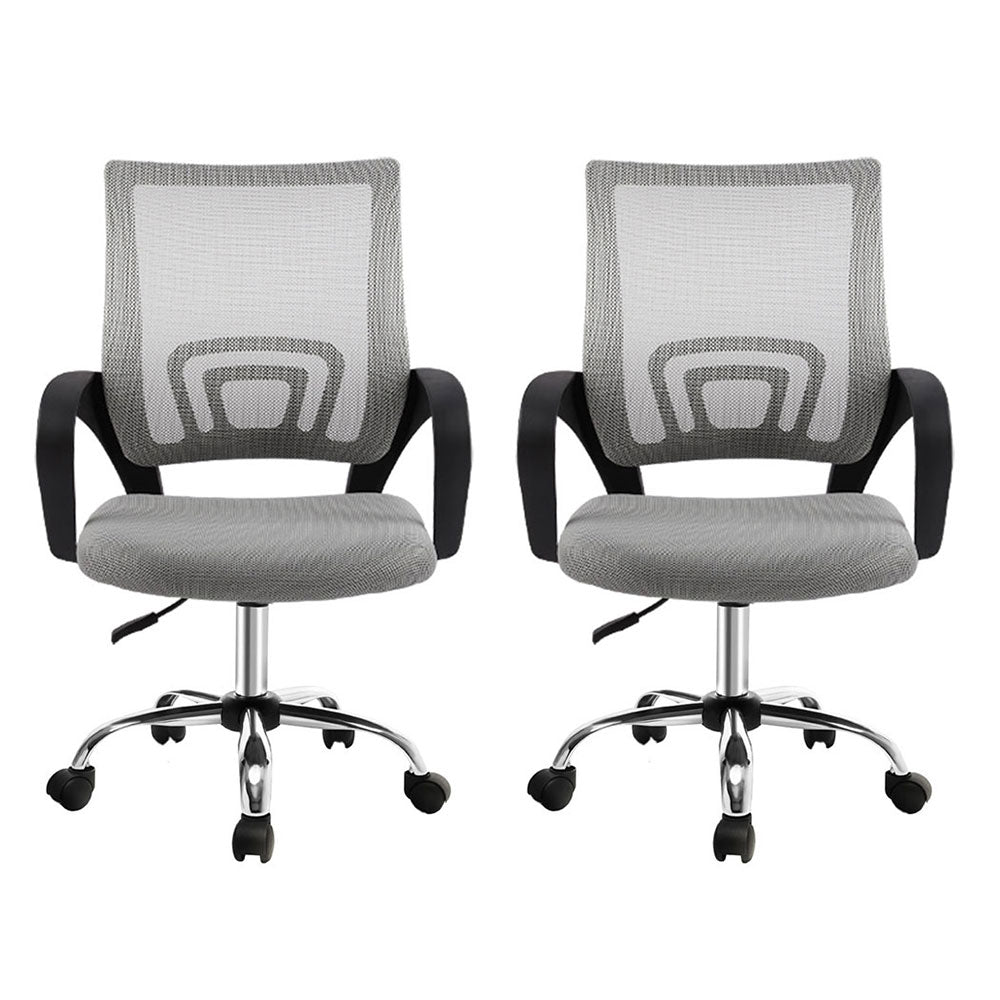 Artiss 2x Mesh Office Chair Mid Back Grey