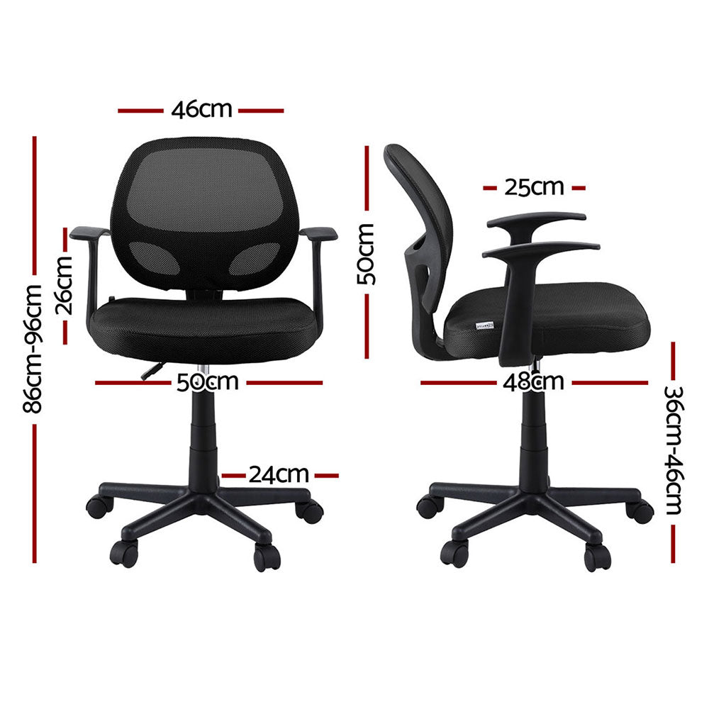 Artiss 2x Mesh Office Chair Computer Gaming Desk Chairs Work Study Mid Back Black