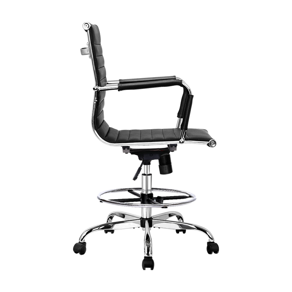 Artiss Office Chair Drafting Stool Leather Chairs Black