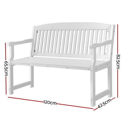 Gardeon Outdoor Garden Bench Wooden 2 Seater Lounge Chair Patio Furniture White