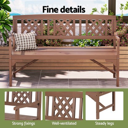 Gardeon Outdoor Garden Bench Wooden Chair 3 Seat Patio Furniture Lounge Natural