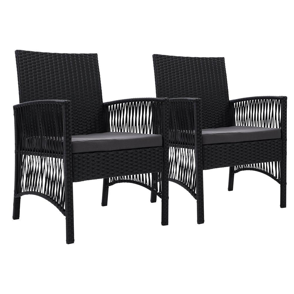 Gardeon 2PC Outdoor Dining Chairs Patio Furniture Wicker Lounge Chair Garden