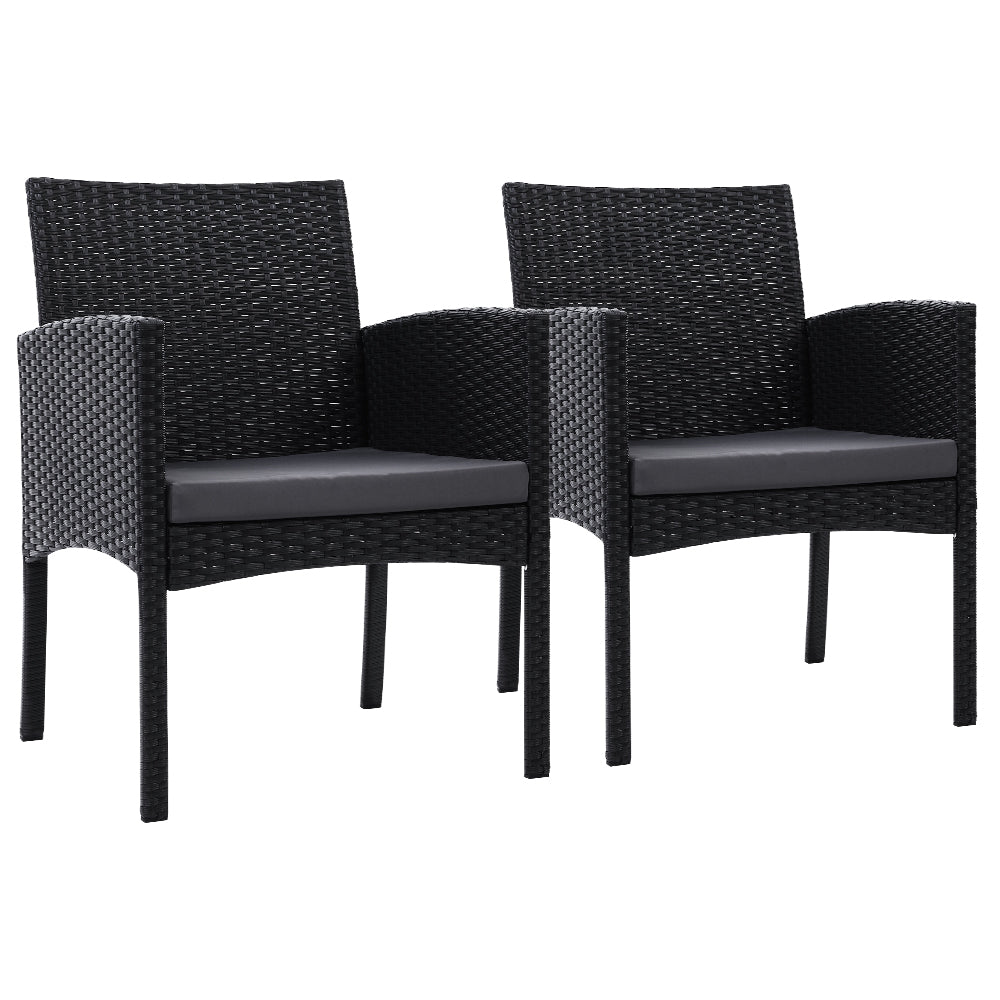 Gardeon 2PC Outdoor Dining Chairs Patio Furniture Rattan Lounge Chair XL Ezra