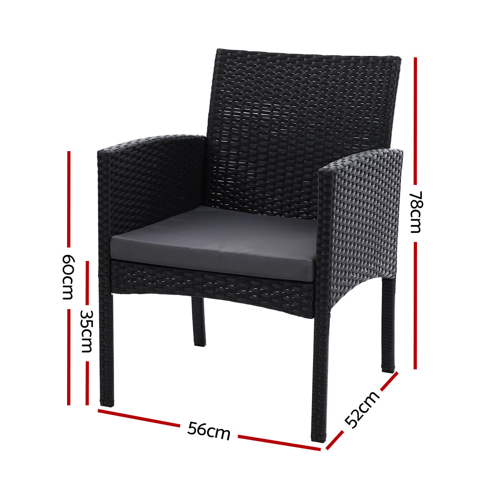 Gardeon 2PC Outdoor Dining Chairs Patio Furniture Rattan Lounge Chair XL Ezra