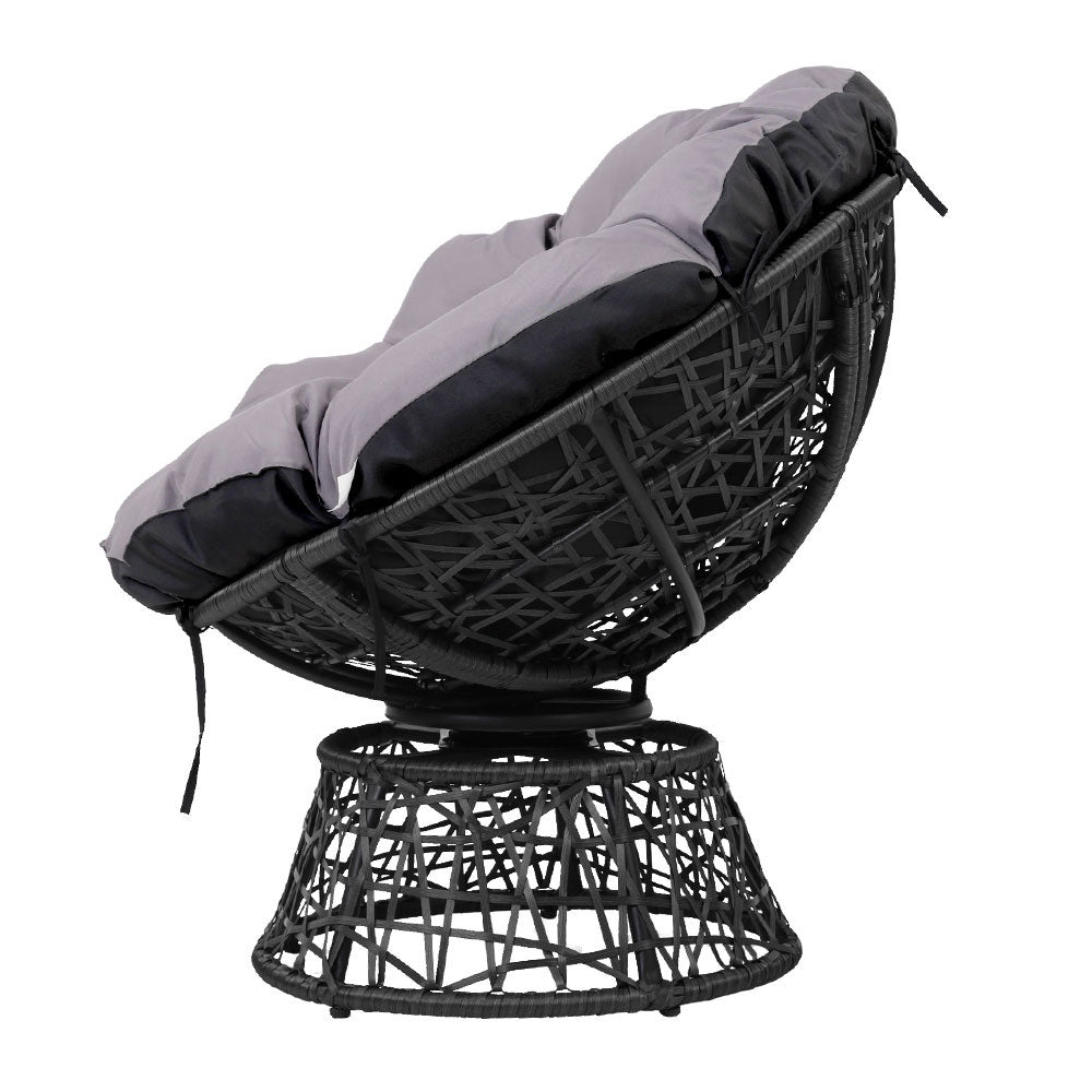 Gardeon Outdoor Lounge Setting Furniture Wicker Papasan Chairs Table Patio Black