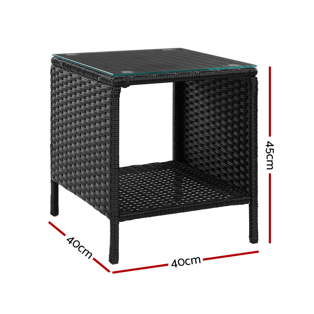 Gardeon Coffee Side Table Wicker Desk Rattan Outdoor Furniture Garden Black