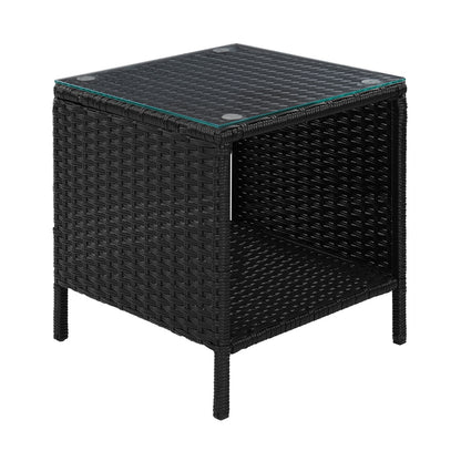 Gardeon Coffee Side Table Wicker Desk Rattan Outdoor Furniture Garden Black